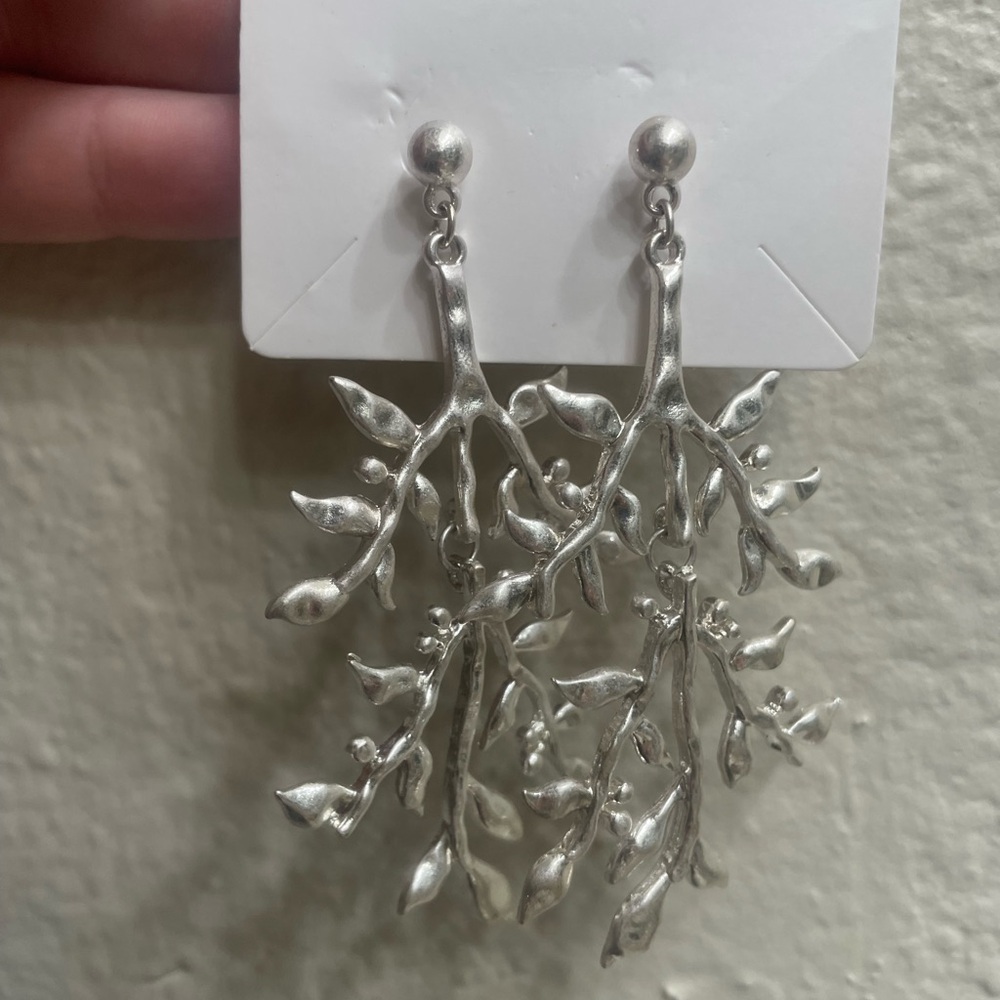 Elegant Silver Branch Earrings